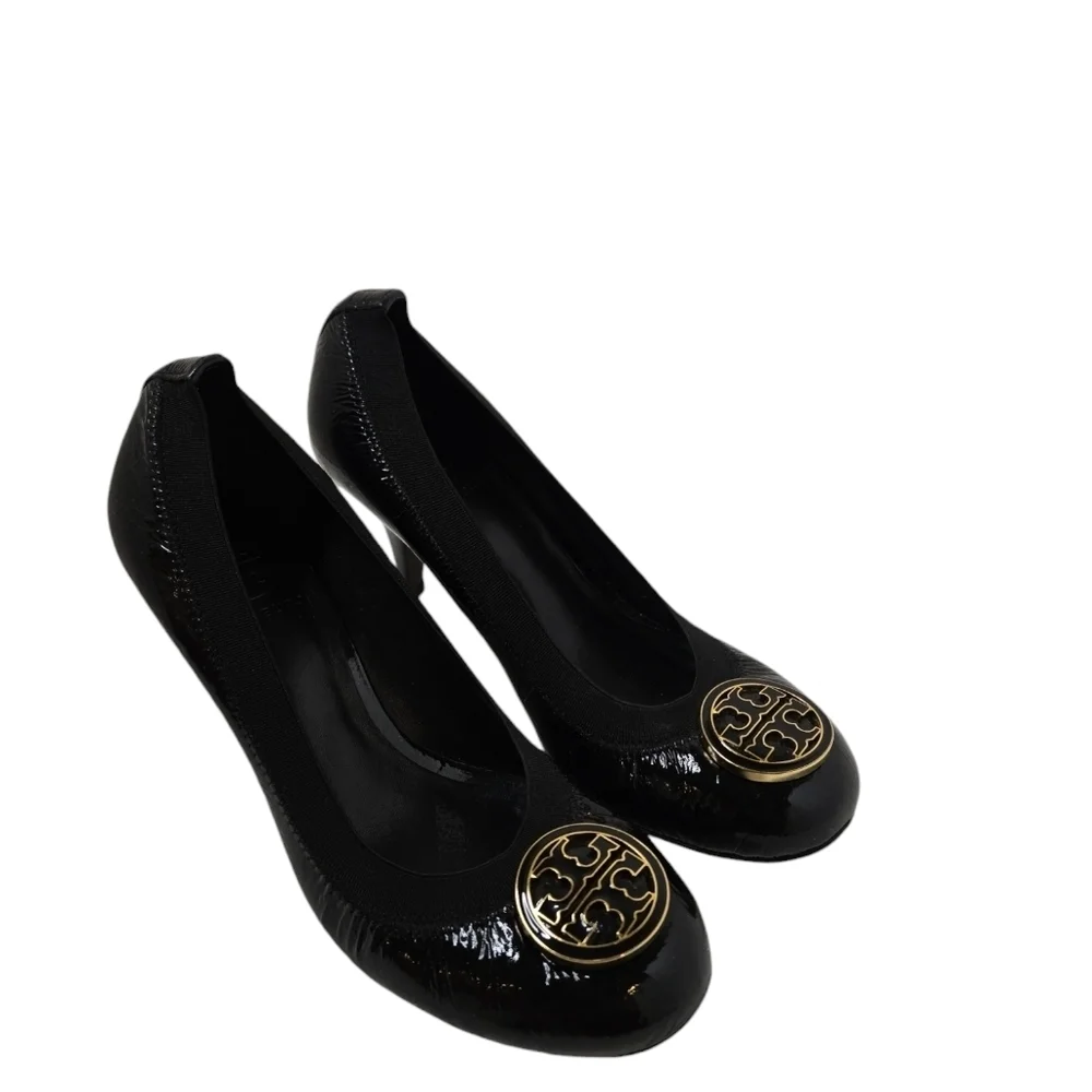 Tory Burch Heels Shoes Black Leather Size 6M Close Toe